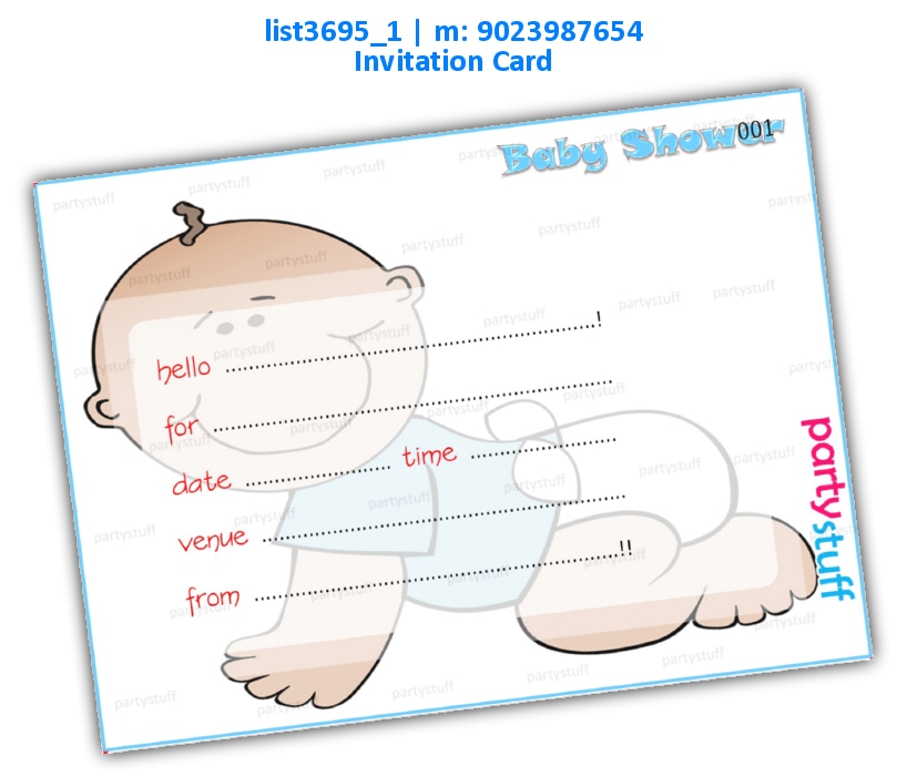 Baby Shower Invitation Card 4 | Printed list3695_1 Printed Cards