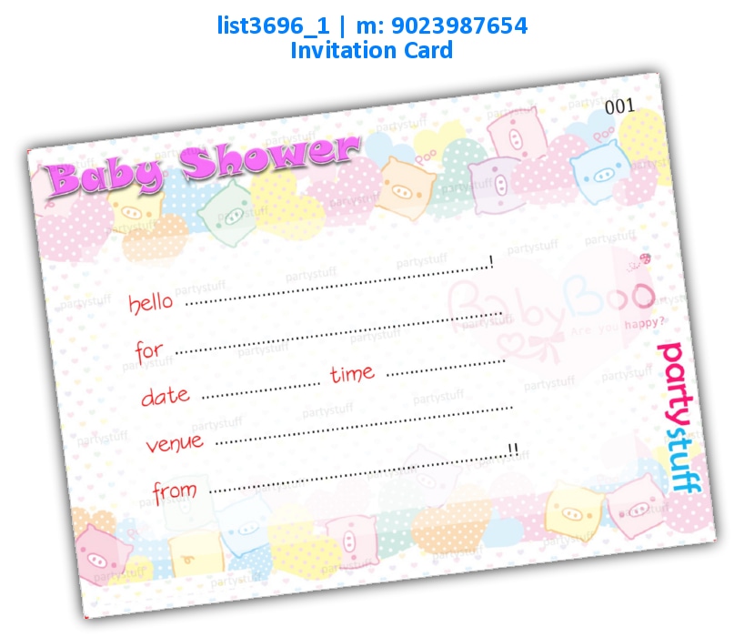 Baby Shower Invitation Card 5 | Printed list3696_1 Printed Cards