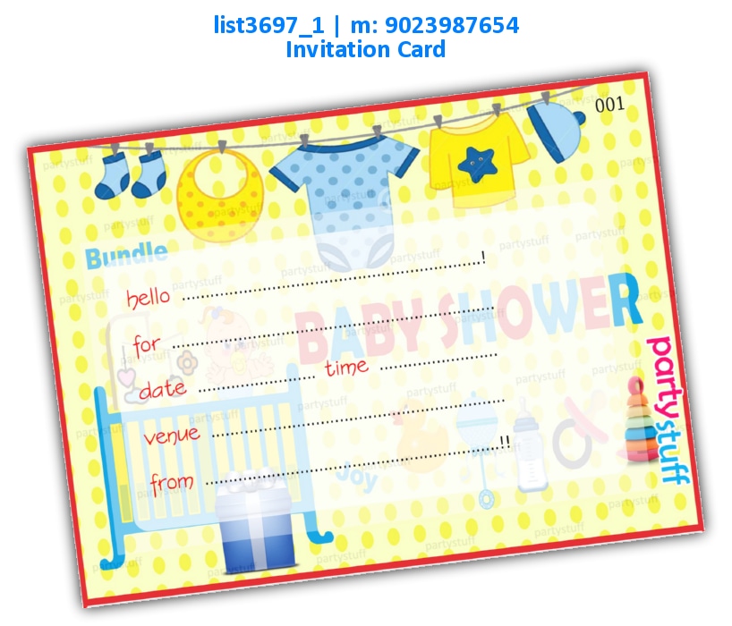 Baby Shower Invitation Card 6 | Printed list3697_1 Printed Cards