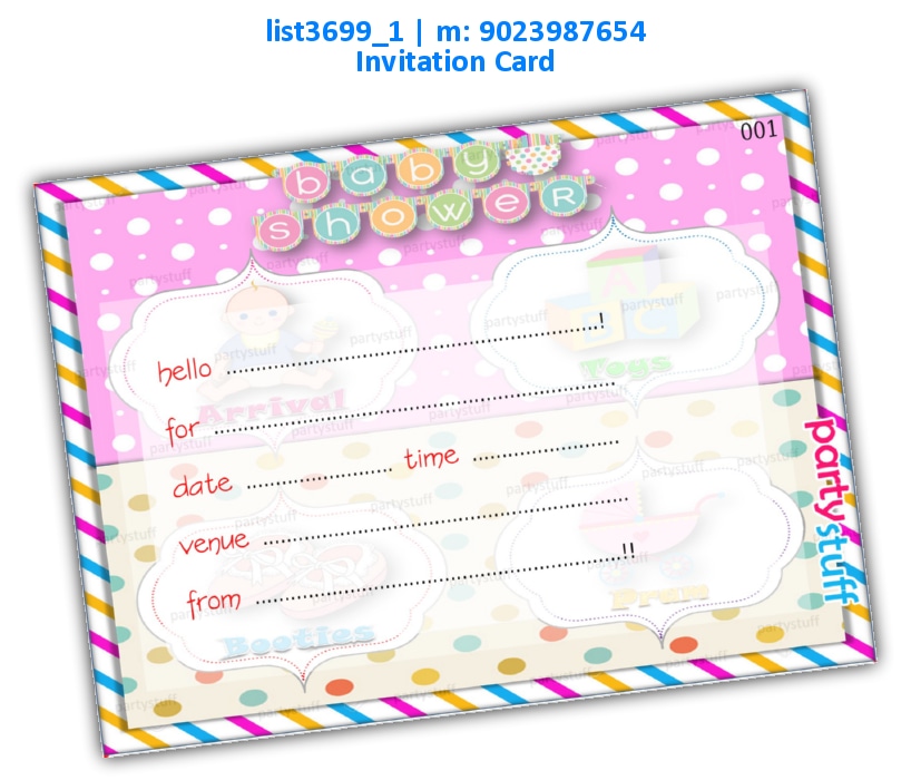 Baby Shower Invitation Card 8 | Printed list3699_1 Printed Cards