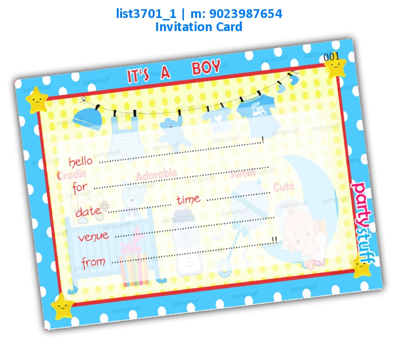 Boy Baby Shower Invitation Card | Printed list3701_1 Printed Cards