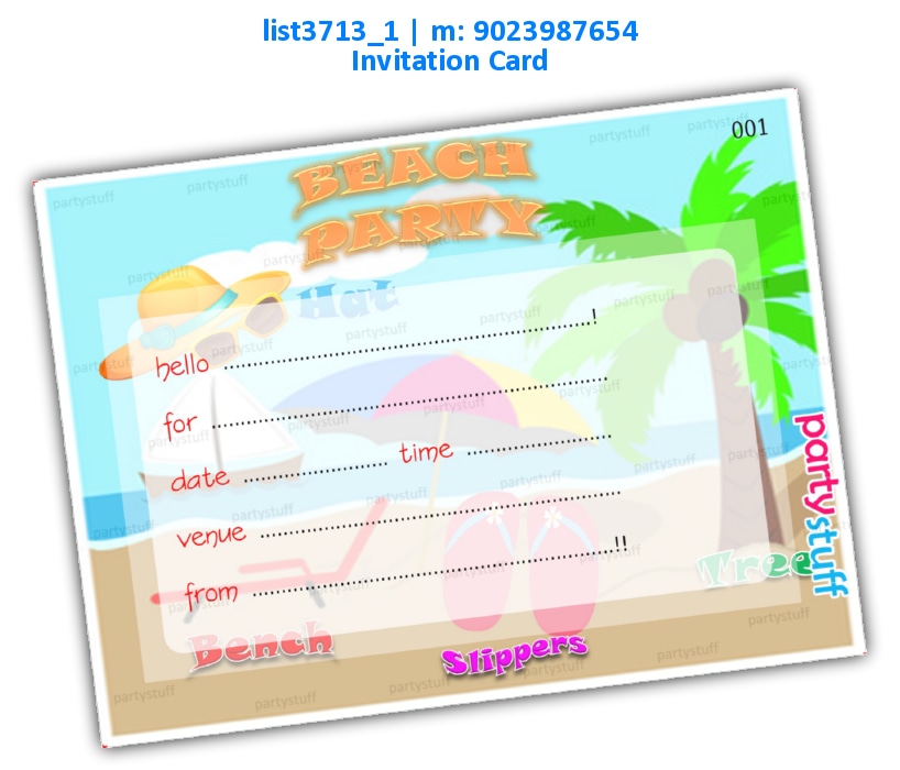 Beach Invitation Card 2 | Printed list3713_1 Printed Cards