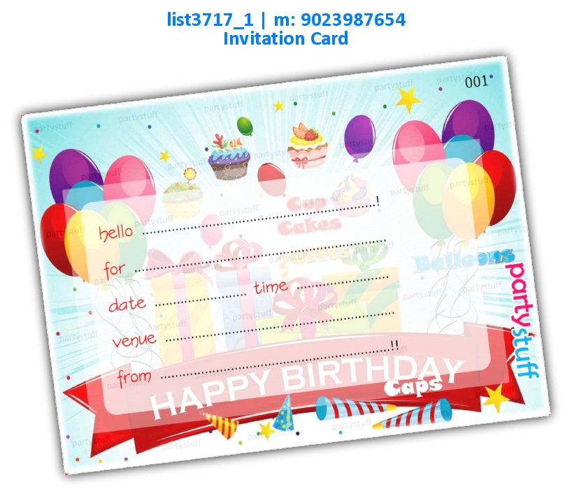 Birthday Invitation Card 7 | Printed list3717_1 Printed Cards