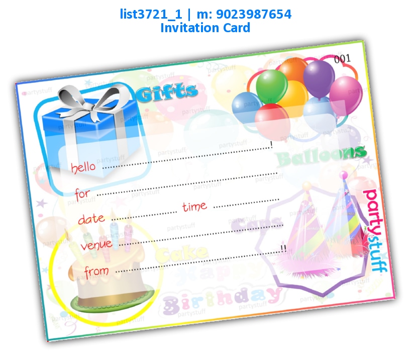 Birthday Invitation Card 11 | Printed list3721_1 Printed Cards