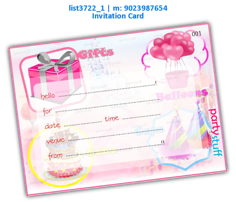 Birthday Invitation Card 12 | Printed list3722_1 Printed Cards