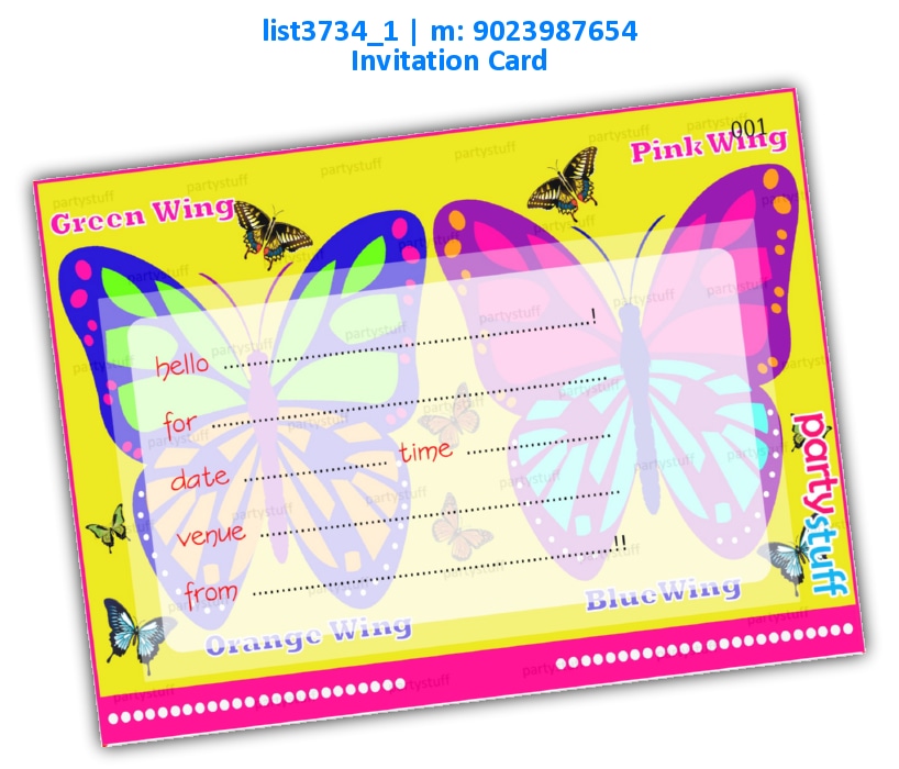 Butterfly Invitation Card 2 | Printed list3734_1 Printed Cards