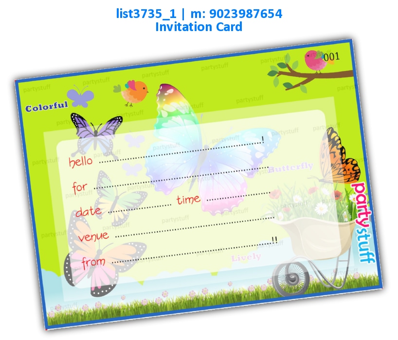 Butterfly Invitation Card 3 | Printed list3735_1 Printed Cards