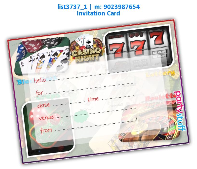 Casino Invitation Card | Printed list3737_1 Printed Cards