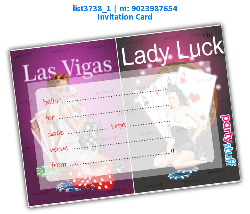 Casino Invitation Card 2 | Printed list3738_1 Printed Cards