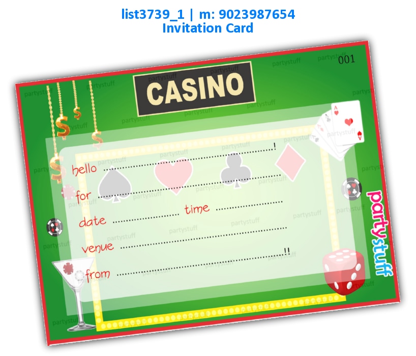 Casino Invitation Card 3 | Printed list3739_1 Printed Cards