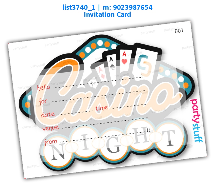 Casino Invitation Card 4 | Printed list3740_1 Printed Cards