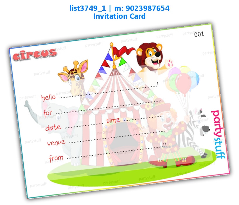 Circus Invitation Card | Printed list3749_1 Printed Cards