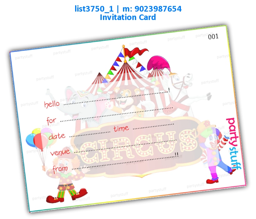 Circus Invitation Card 2 | Printed list3750_1 Printed Cards