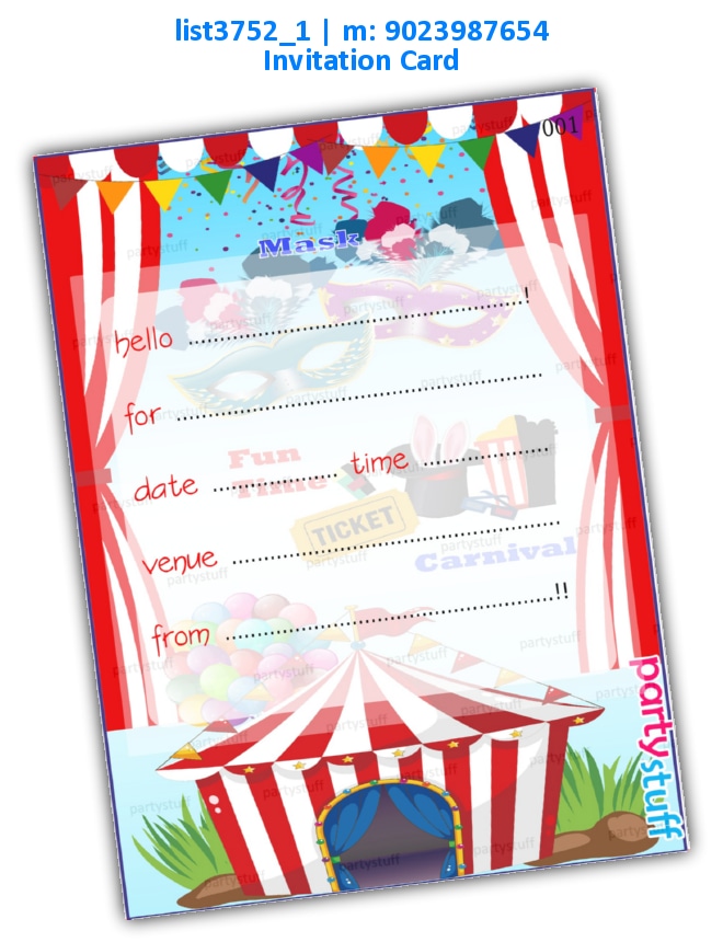 Carnival Invitation Card 2 | Printed list3752_1 Printed Cards