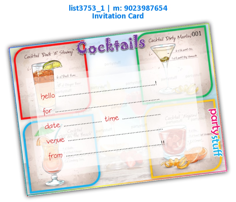 Cocktail Invitation Card | Printed list3753_1 Printed Cards
