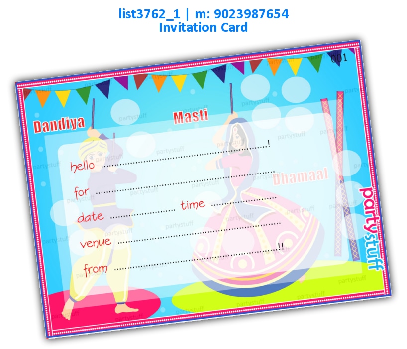 Dandiya Invitation Card | Printed list3762_1 Printed Cards