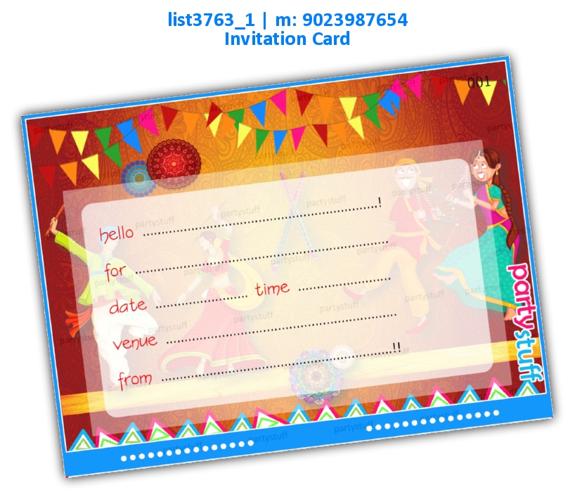 Dandiya Invitation Card 2 | Printed list3763_1 Printed Cards