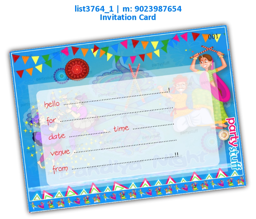 Dandiya Invitation Card 3 | Printed list3764_1 Printed Cards