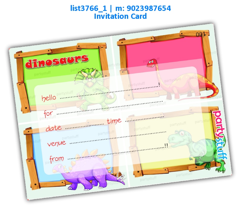 Dinosaur Invitation Card | Printed list3766_1 Printed Cards
