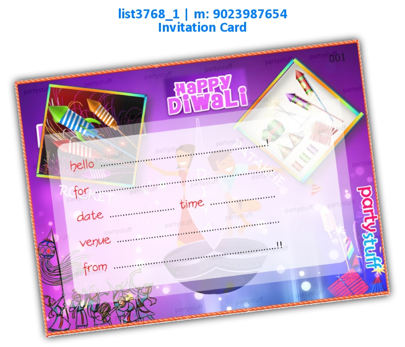 Diwali Invitation Card list3768_1 Printed Cards