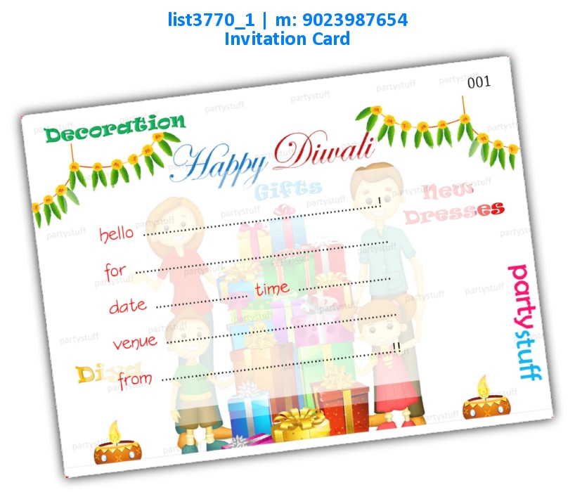 Diwali Invitation Card 3 | Printed list3770_1 Printed Cards