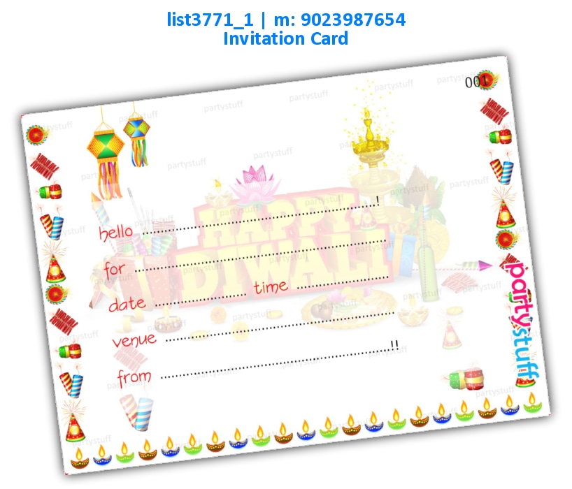 Diwali Invitation Card 4 | Printed list3771_1 Printed Cards