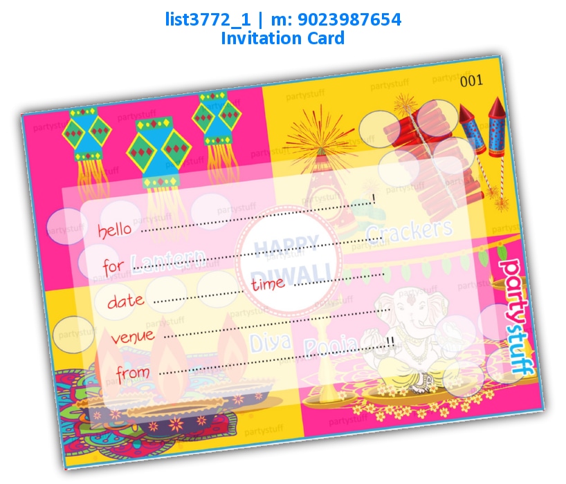 Diwali Invitation Card 5 | Printed list3772_1 Printed Cards