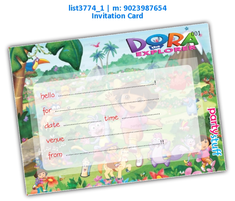 Dora Invitation Card 2 | Printed list3774_1 Printed Cards