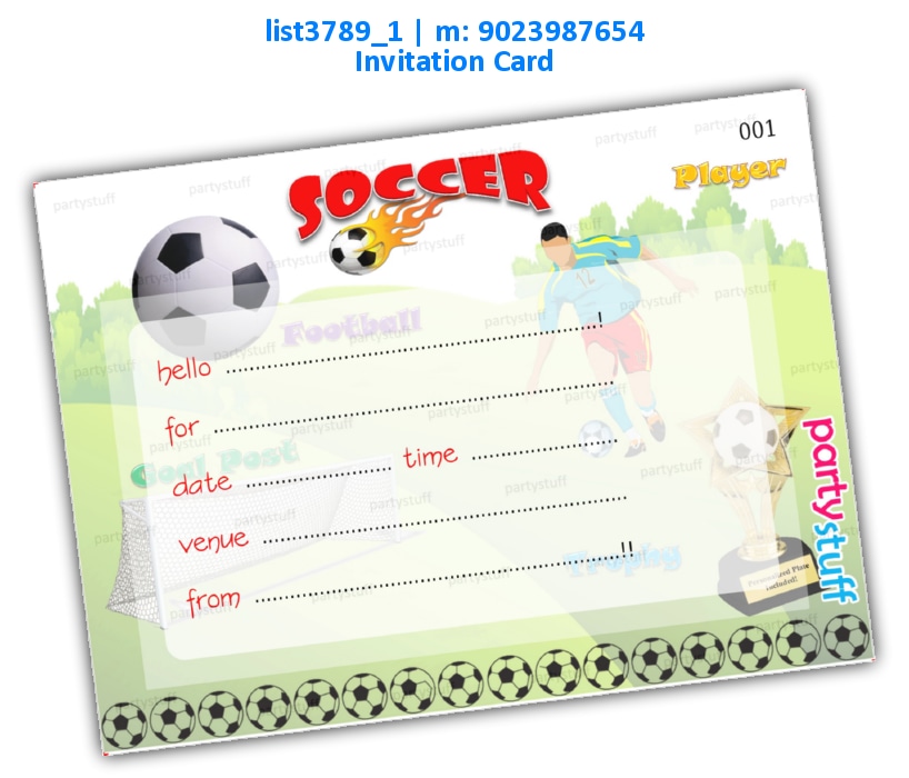 Soccer Invitation Card | Printed list3789_1 Printed Cards