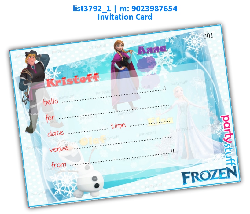 Frozen Invitation Card | Printed list3792_1 Printed Cards