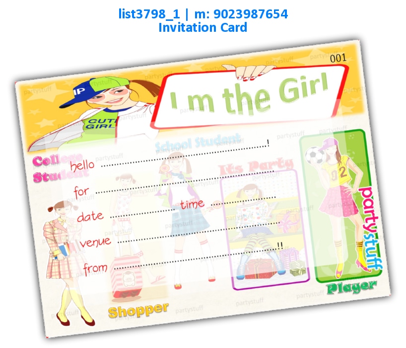 Girl Invitation Card list3798_1 Printed Cards