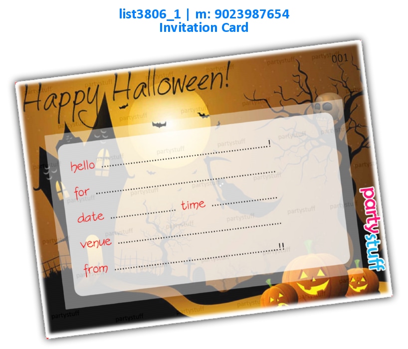 Halloween Invitation Card 4 | Printed list3806_1 Printed Cards