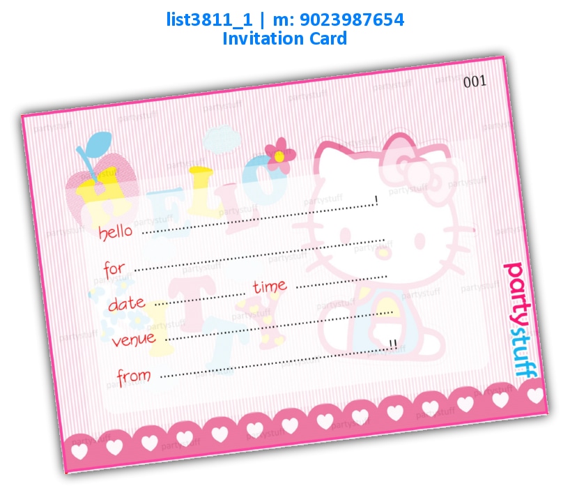 Hello Kitty Invitation Card | Printed list3811_1 Printed Cards