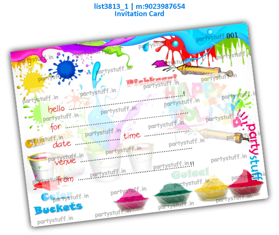 Holi Invitation Card | Printed list3813_1 Printed Cards