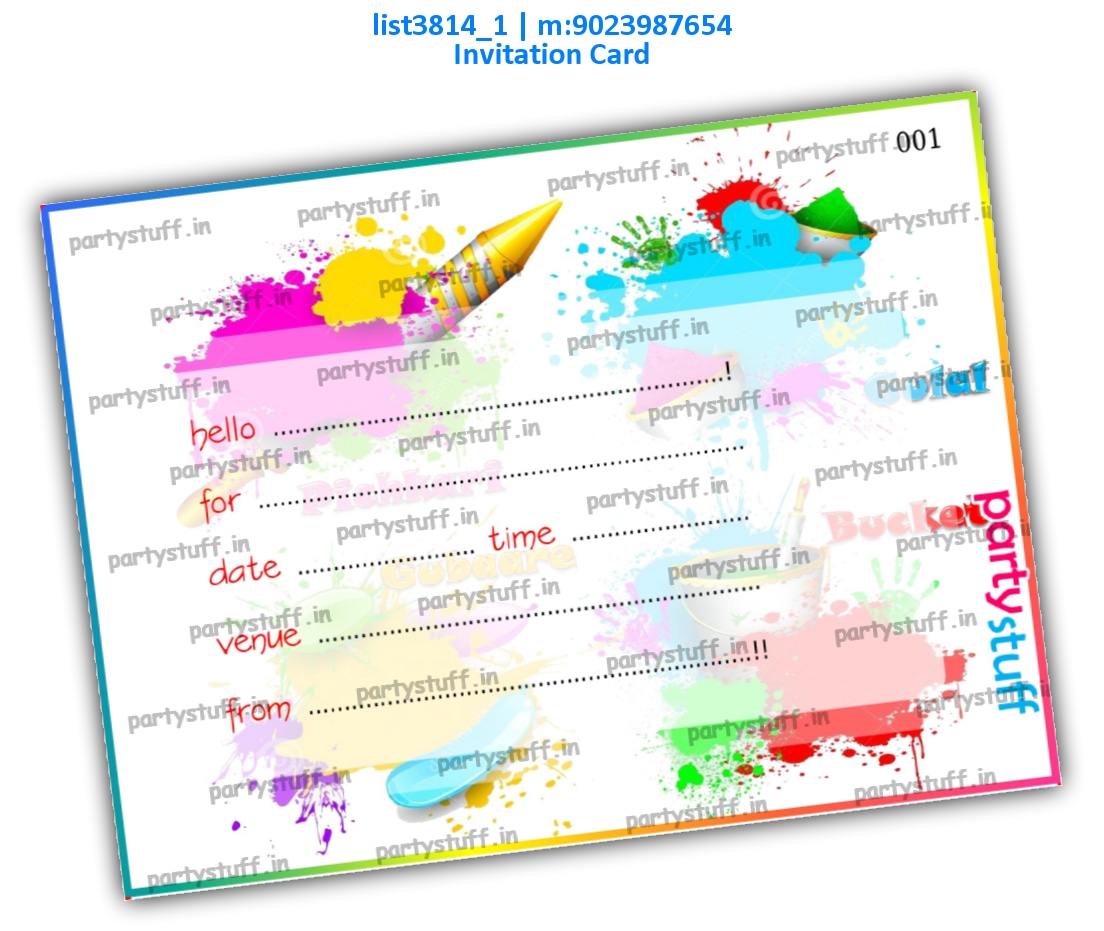 Holi Invitation Card 2 | Printed list3814_1 Printed Cards