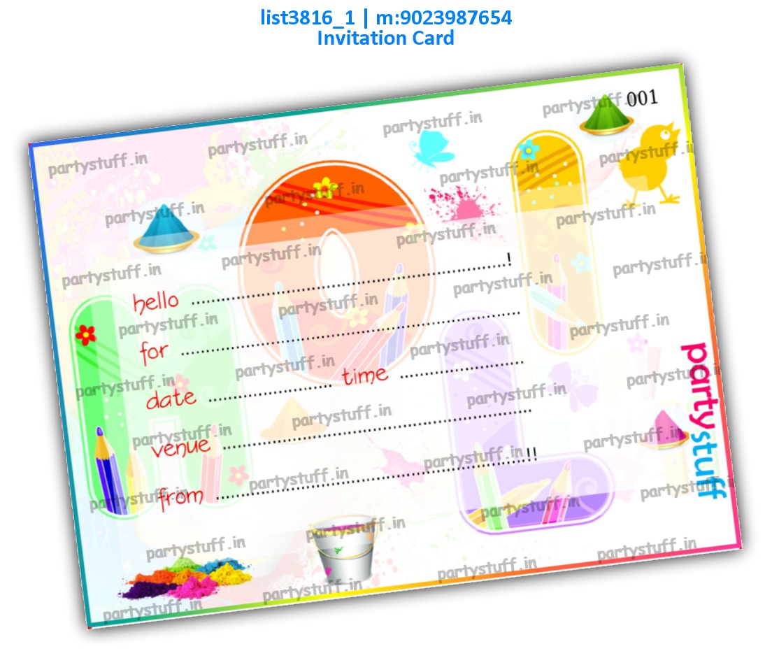 Holi Invitation Card 4 | Printed list3816_1 Printed Cards