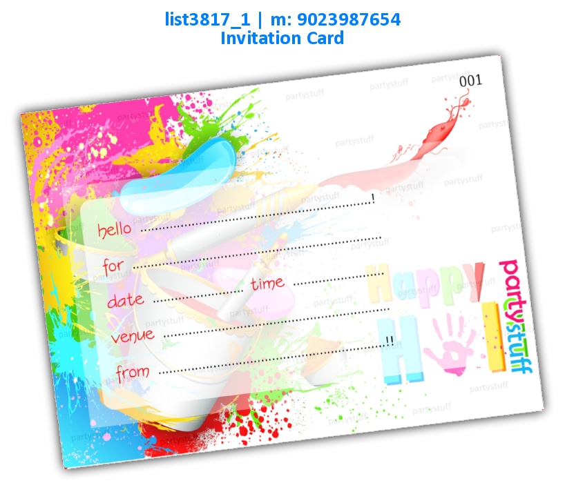 Holi Invitation Card 7 | Printed list3817_1 Printed Cards