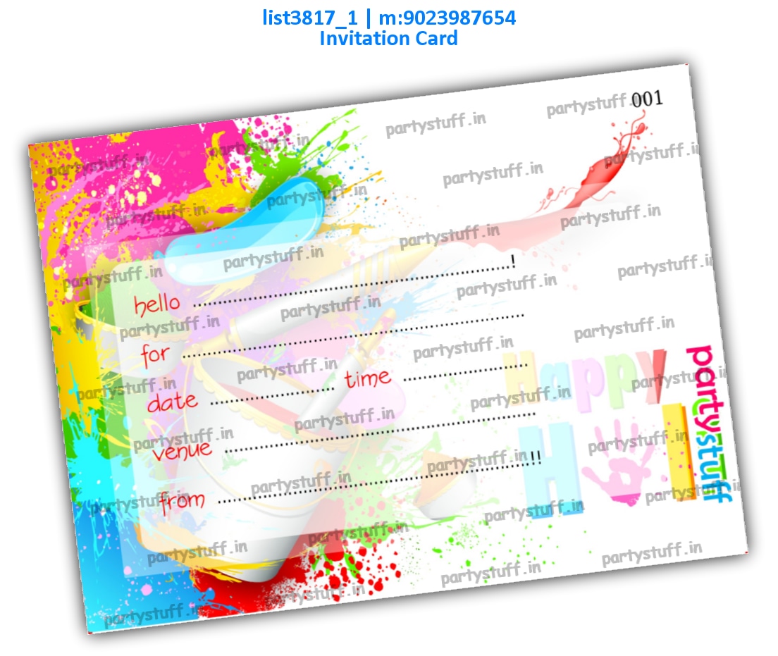 Holi Invitation Card 7 | Printed list3817_1 Printed Cards