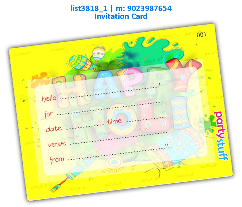 Holi Invitation Card 5 | Printed list3818_1 Printed Cards