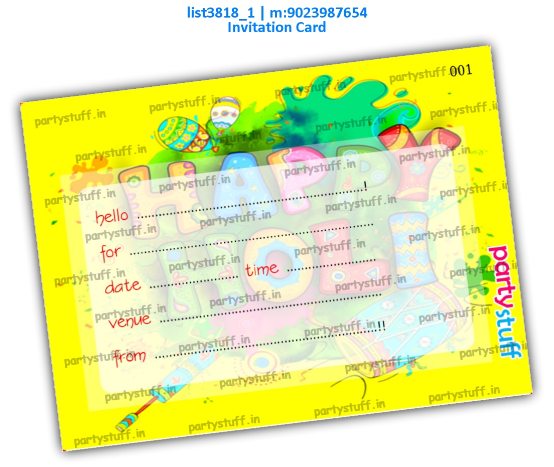 Holi Invitation Card 5 | Printed list3818_1 Printed Cards