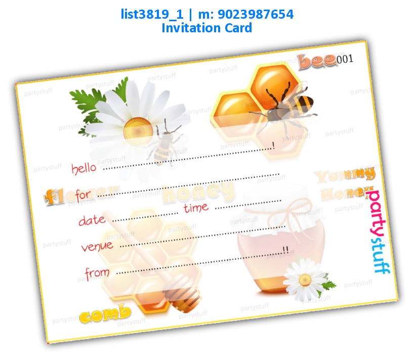 Honey Bee Invitation Card | Printed list3819_1 Printed Cards