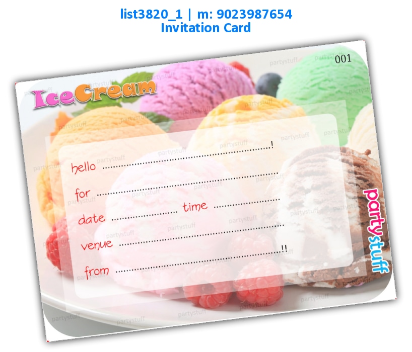 Ice Cream Invitation Card | Printed list3820_1 Printed Cards