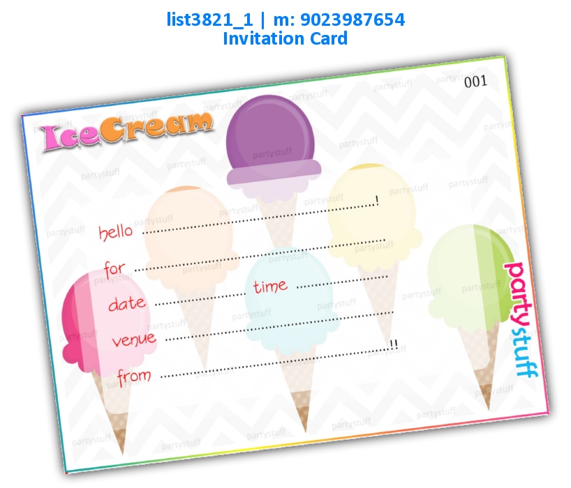 Ice Cream Invitation Card 2 | Printed list3821_1 Printed Cards