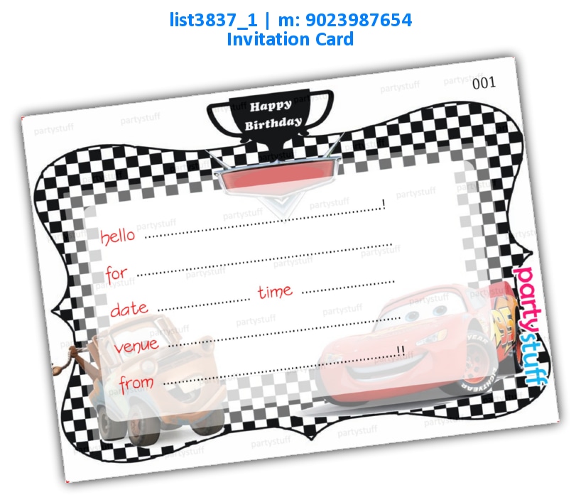 Cars Invitation Card 2 | Printed list3837_1 Printed Cards