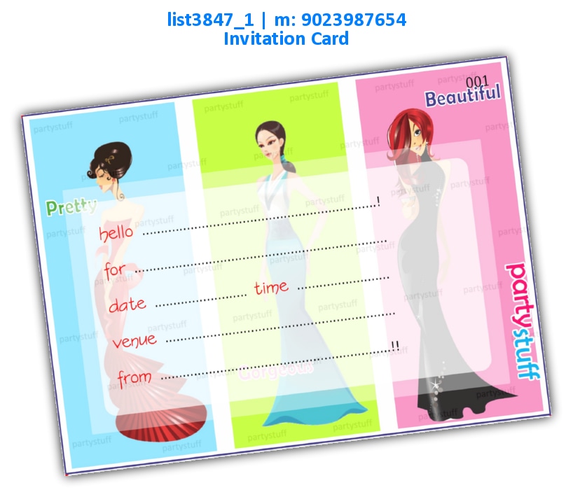 Ladies Invitation Card 3 | Printed list3847_1 Printed Cards