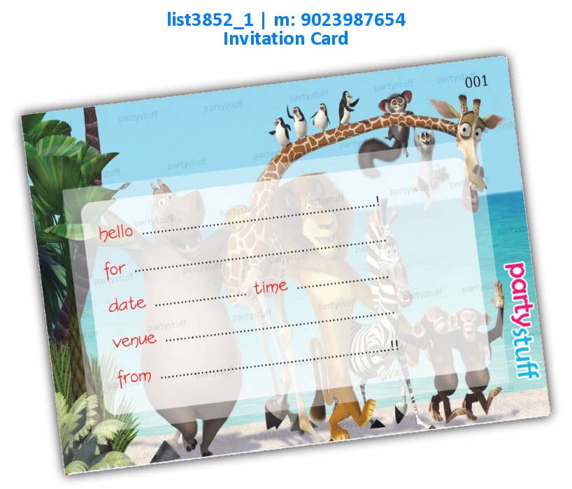 Madagascar Invitation Card list3852_1 Printed Cards