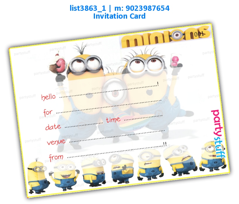 Minion Invitation Card 2 list3863_1 Printed Cards