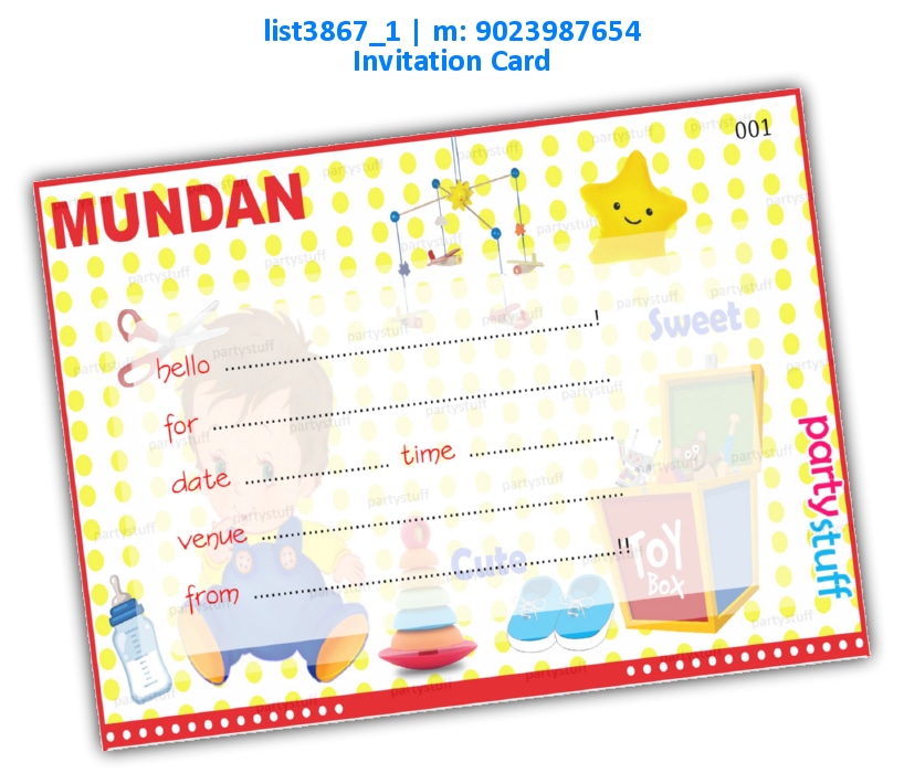Mundan Invitation Card | Printed list3867_1 Printed Cards