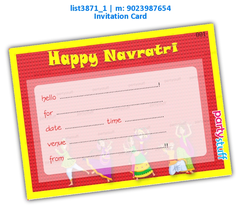 Navratri Invitation Card 4 | Printed list3871_1 Printed Cards