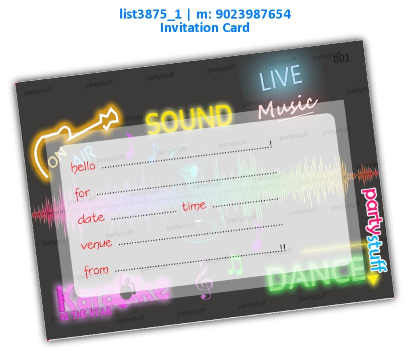 Neon Party Invitation Card | Printed list3875_1 Printed Cards